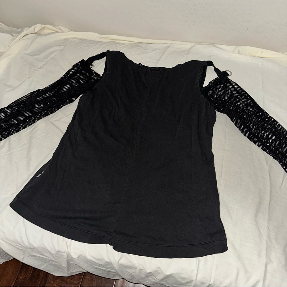 Tripp NYC Black Top with Mesh Sleeves & Front Zipper Design - Picture 9 of 16